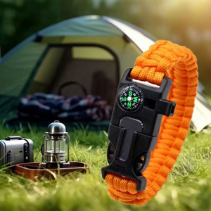 SFB86 803 Survival Bracelet Outdoor Survival Kit with Whistle Compass <b>Fire</b> <b>Starter</b> Adjustable Bracelet - Product Image 4
