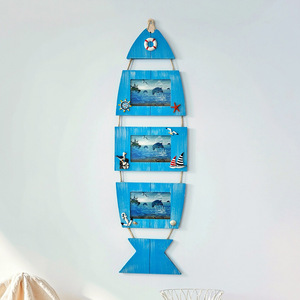 กรอบรูปไม้รูปปลา 5 ช่อง ตกแต่งผนังสไตล์เมดิเตอร์เรเนียน แนวตั้ง ทำด้วยมือจากไม้อัดเอ็มดีเอฟ - Product Image 2