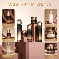 Ensemble de flacons et pots en verre noir dégradé pour emballage cosmétique avec capuchon en dôme, logo personnalisé pour marque et étiquette privée