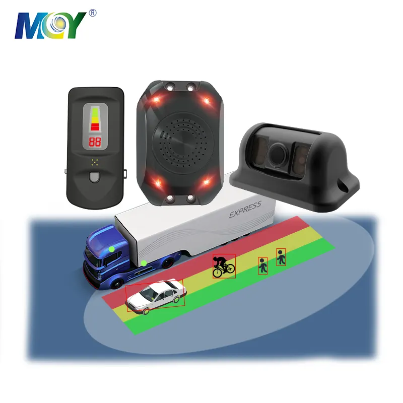 Caja de alarma de luz y sonido LED MCY BSIS, detección de punto ciego, cámara de vídeo AI, detección humana, cámara lateral AI para camión