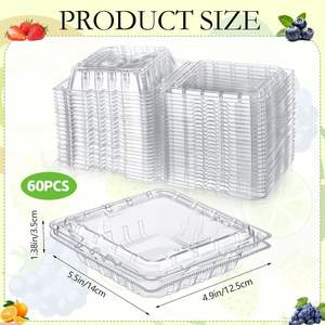 Vente en gros de boîtes en plastique à clapet Récipient en plastique jetable pour fruits en PET avec trou pour tomates, cerises, bleuets - Product Image 2