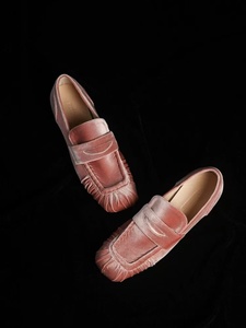Mocasines Planos de Terciopelo Rosa de Lujo para Mujer, Diseño Cuadrado, Alta Calidad, OEM y ODM, Zapatos Casuales de Exterior para Damas - Product Image 4