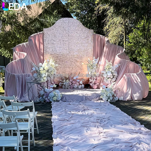 LEDA high quality Wedding Ideas Wave Curved Wedding <b>Backdrop</b> <b>Stand</b> Metal Arch Fabric Cover for Outdoor Club Wedding - Product Image 1