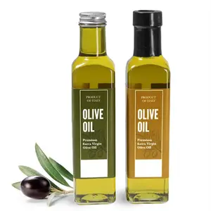 100ml 250ml 500ml 750ml 1L Clear Antique Green Brown Square Marasca Cooking oil Olive Oil Glass Bottle with metal lid