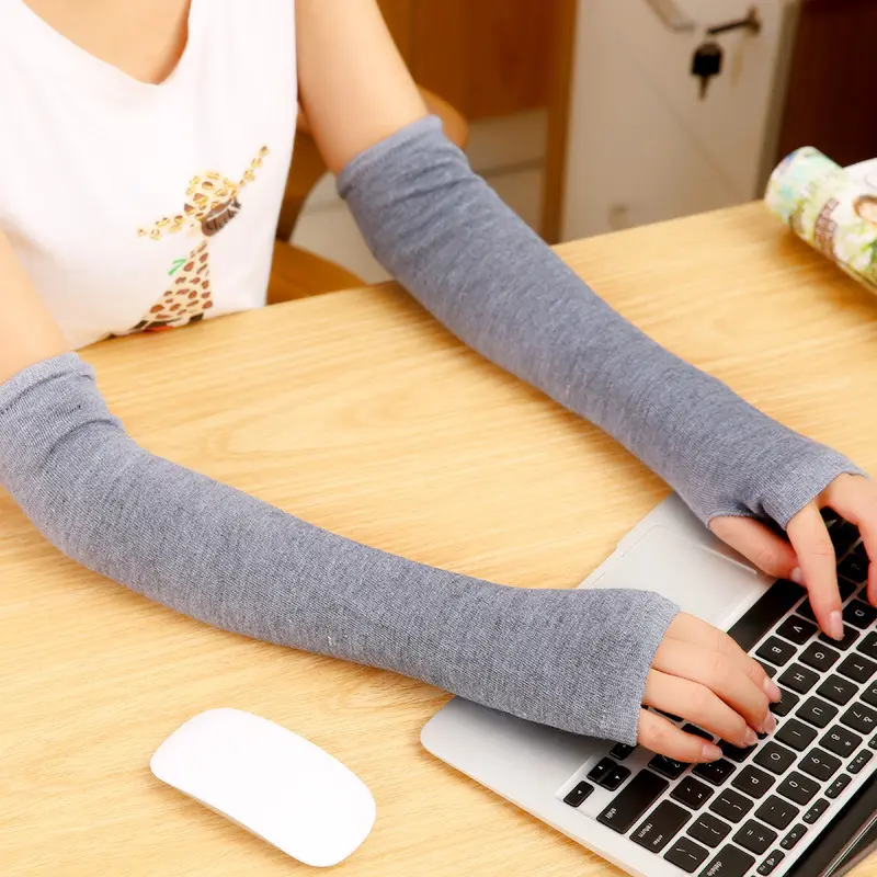 Guantes de invierno de alta calidad para mujer, manguitos largos de punto sin dedos