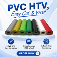 Vinilo Termotransferible de PVC, Rollo de 61 cm x 50 m, 0.12 mm / 0.15 mm, Despegue en Caliente, Fácil de Cortar, Desmalezado Rápido, Acabado Mate para Camisetas