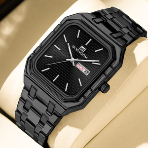 Black Gold Square <b>Case</b> Wrist Watch Premium Stainless Steel Band Quartz Watch for Men - Product Image 1