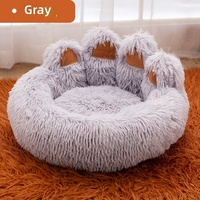 Grands enclos pour chiens et lits pour chats en tissu pelucheux, nids pour animaux de compagnie, hiver chaud, housse amovible, éponge, forme de patte d'ours mignonne, lits pour chiens toutes saisons