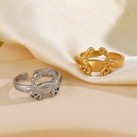 Pas de décoloration résistant au ternissement en acier inoxydable crabe cluster anneau réglable mode bijoux incrustation réglage CNAS certifié marque-IS