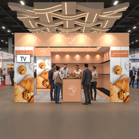 Stand d'exposition modulaire personnalisé 20x20 pieds avec étagères et design rétroéclairé en aluminium