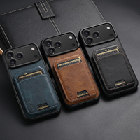 Étui de téléphone SUTENI pour iPhone 18 Pro Max avec porte-cartes et support, motif en cire huilée, cuir synthétique de luxe, surface lisse, compatible avec les modèles 17, 16 Plus, 15, 14, 13