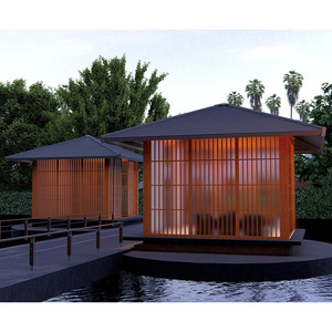 Pabellón de té estilo zen japonés, villa personalizada, alojamiento familiar, patio de jardín, aluminio antiguo - Product Image 2