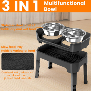 ZMaker 4 en 1 Comedero lento elevado para perros Cuencos para perros 4 Altura ajustable A prueba de desorden Cuenco elevado para perros con 2 DE ACERO INOXIDABLE - Product Image 2