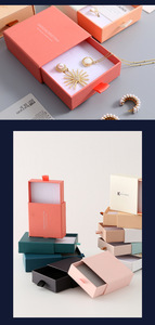 Customized Foil Stamping Paper Box <b>Packaging</b> Slide Out Paper Box <b>Small</b> Paper <b>Boxes</b> with Satin Ribbon Pull for Necklace - Product Image 2