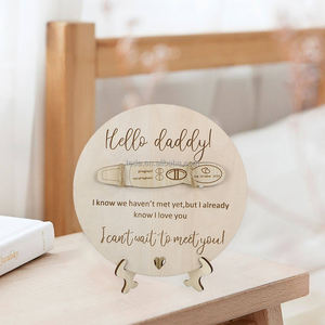 Cartes <span class=keywords><strong>de</strong></span> jalons mensuels et d'annonce <span class=keywords><strong>de</strong></span> naissance en bois perforé gravé double face pour bébé - Product Image 5