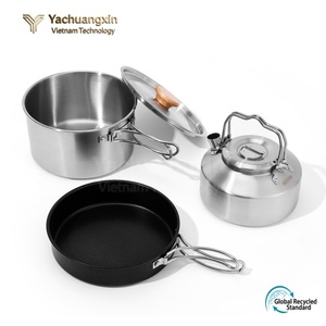 Portable Stainless Steel Camping <b>Cookware</b> <b>Set</b> with Kettle Frying Pan and Pot Cover for Outdoor Use - Product Image 6