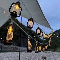 Lanterne à cordes rétro LED multi-alimentation pour le camping en plein air, classée IP55, avec lumière colorée pour la décoration de tente