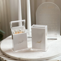 Boîte à allumettes rectangulaire en lucite Judaica avec logo, porte-allumettes en acrylique avec couvercle rabattable, fabrication Hediyelik Kibrit