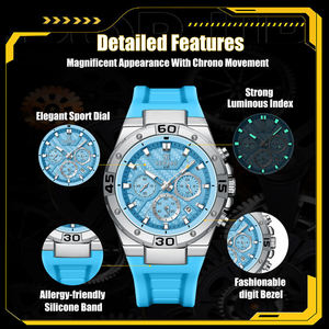Nuevo reloj deportivo multifuncional de silicona con correa de silicona, resistente al agua, luminoso, de cuarzo, para hombre, modelo RD83965M, 2026. - Product Image 4