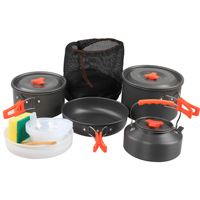 Accessoires de cuisine d'extérieur Théière Combinaison Portable Camping Barbecue Poêle Marmite Ensemble Batterie de cuisine antiadhésive