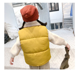 Gilet <span class=keywords><strong>sans</strong></span> Manches Chaud pour Bébé Fille et Garçon d'Automne Hiver, <span class=keywords><strong>Doudoune</strong></span> Enfant Couleur Unie - Product Image 4