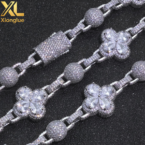 Collar de Cadena con Cuentas de Trébol de Cuatro Hojas de 10 mm para Hombre, Estilo Hip Hop, Joyería de Boda Personalizable, Accesorio de Pulsera, 100% - Product Image 6