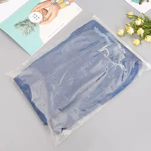 Bolsas con cremallera biodegradables transparentes personalizadas, bolsas de embalaje para pantalones de manga corta, bolsa de plástico con cierre de cremallera para ropa