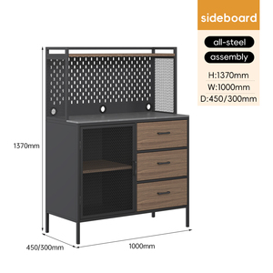 Meuble de rangement autoportant moderne en acier écologique avec 3 tiroirs et 3 étagères, ensemble de garde-manger, meuble de cuisine, mobilier de maison pour salon - Product Image 4