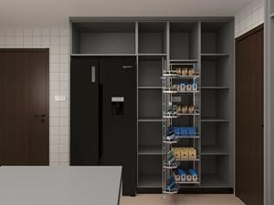 Gabinetes de Cocina Funcionales Grises con Cesta Extraíble y Cubo de Basura Empotrado para Apartamentos - Product Image 2