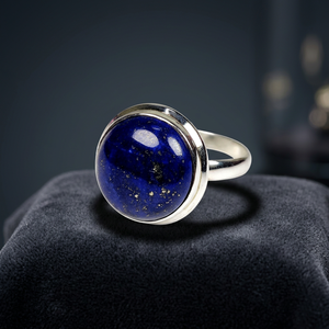 925 Sterling <b>Silver</b> Handmade <b>Ring</b> with Lapis Lazuli September Birthstone Bezel Setting Boho Style Perfect Gift for <b>Men</b> Women - Product Image 2
