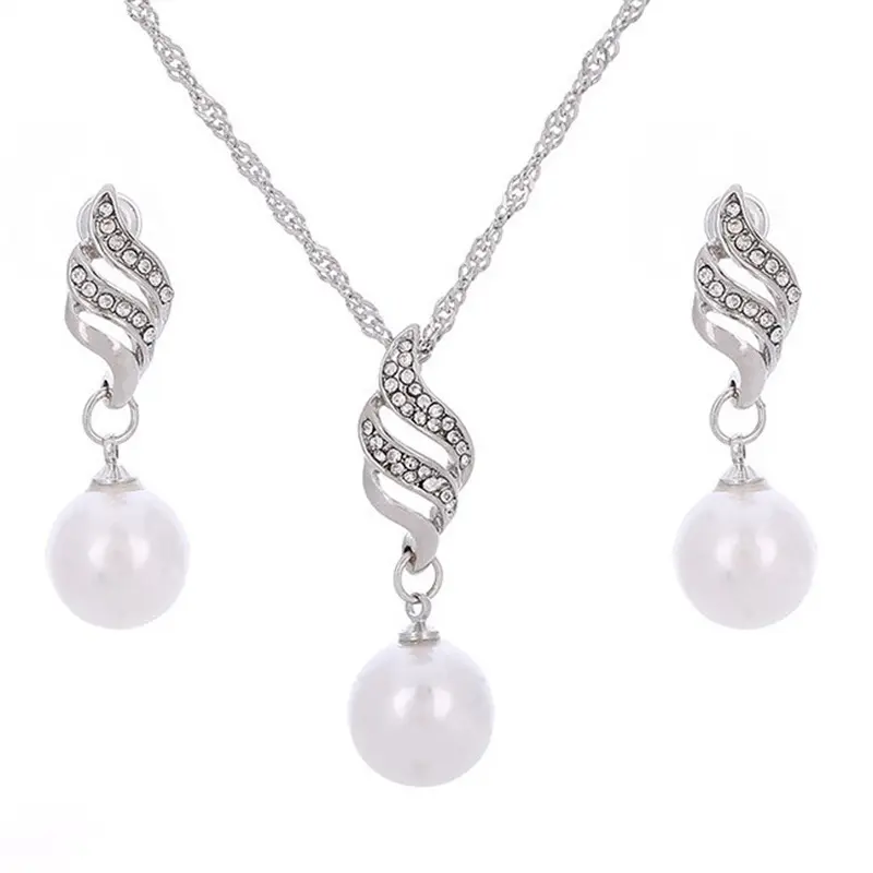 New Korea Pearl Crystal strass Pearl Choker placcato in oro orecchini e collana set di gioielli per donna da sposa