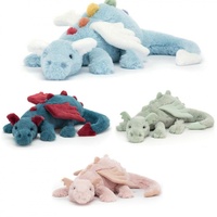 Peluche Dragon Volant Amusant en Gelée, Bleu/Noir/Rose, Poupée Dragon des Neiges Couché Arc-en-ciel, Grand Coussin Cadeau en Maille