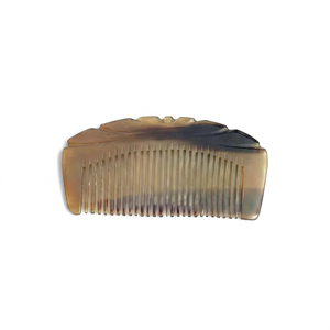 Natural Organic High Quality Durable Buffalo Horn Polished <b>Love</b> Style Handmade Anti-Static Wide-Tooth Hair Comb Art Collectible - Product Image 1