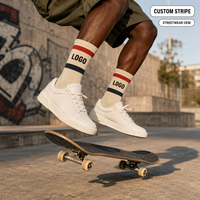Chaussettes rayées personnalisées pour hommes, en coton, style streetwear, chaussettes de skate rembourrées, côtelées, sportives, athlétiques, OEM, vente en gros, MOQ 1
