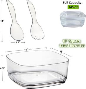 <b>Large</b>-capacity Eco-Friendly Transparent Acrylic Modern Food Salad Serving and Stirring Container with Utensils Included - Product Image 4