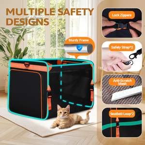 ที่ใส่แมวขนาดใหญ่พิเศษขยายได้พร้อมกล่องใส่ขยะในรถกระเป๋าใส่สัตว์เลี้ยงแบบนิ่มพับได้พร้อมล็อคซิปสำหรับแมว2ตัว - Product Image 4