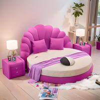 Lit rond rembourré en tissu doux de luxe au design élégant pour villa ou hôtel