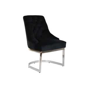 STEEL and POLYESTER <b>CHAIR</b> 60X58X93 BLACK <b>VELVET</b> - Product Image 3