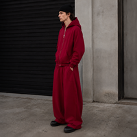 Nouveauté : Ensemble de vêtements streetwear pour homme, 2 pièces, sweat-shirt à fermeture éclair surdimensionné et pantalon de survêtement ample, 100% coton, ensemble deux pièces