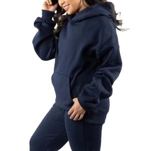 Sudadera Clásica Extra Grande para Mujer, Color Azul Oscuro, con Bolsillo Tipo Canguro, Dobladillo Acanalado, Tejido de Felpa - Sudaderas Elegantes para Mujer - Product Image 2