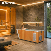 Baignoire de plongeon froid avec refroidisseur d'eau, bain de glace en bois de cèdre, revêtement en acier inoxydable 304, contrôle numérique, filtration à l'ozone pour la récupération