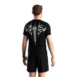 Bold Heavy-Metal Quick-Dry Durable UPF50+ Athletic <b>Compression</b> <b>Shirt</b> Rash Guard Featuring Metalcore Print Letters - Product Image 6