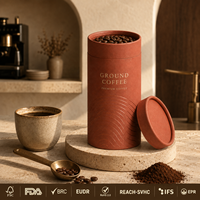 Empaque de Tubo de Papel de Grado Alimenticio Personalizado, Caja Cilíndrica de Kraft OEM para Café, Té y Alimentos Secos, Certificación FSC y BRC
