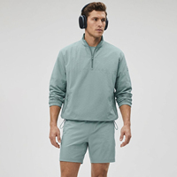 Ensemble de vêtements de sport athlétiques légers pour hommes, coupe-vent en nylon, veste à fermeture éclair 1/4 et short