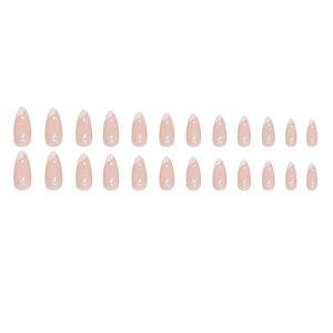 Pure Desire Glitter <span class=keywords><strong>Diagonal</strong></span> Edge French Press-On Uñ<span class=keywords><strong>as</strong></span> en forma de almendra Sweet Girl Uñ<span class=keywords><strong>as</strong></span> suaves Venta al por mayor Uñ<span class=keywords><strong>as</strong></span> francesas - Product Image 5