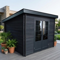 Caseta de Jardín Móvil Ecológica de Fácil Instalación, Serie D, Caseta para Herramientas de WPC, Vidrio Resistente de Grado Balístico, Protección UV Exterior