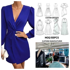 Abito OEM/ODM Estivo Monocolore con Scollo a V Profondo in Raso, Vita Alta Asimmetrica Traspirante, <span class=keywords><strong>Vestito</strong></span> Aderente a Vita Bassa con <span class=keywords><strong>Maniche</strong></span> <span class=keywords><strong>Lunghe</strong></span> - Product Image 1