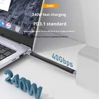 Cable de Datos USB 4.0 Tipo-C a Tipo-C de 240W, Admite Transmisión HD de 8K a 60Hz y 40GBPS, Compatible con Thunderbolt 4, Modelo CX0267