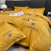Ensemble de literie 4 pièces en coton 100% lavé et brossé, taille King Queen, linge de lit pour la maison et l'hôtel
