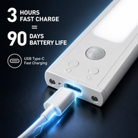 Barre lumineuse intelligente à capteur de présence humaine, rechargeable par USB, à intensité variable en continu, blanc chaud neutre, autocollante, pour placard